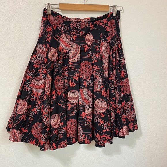 French Connection Sz 4 Pleated Floral High Waist Flare A-Line Skirt Boho - Picture 1 of 6
